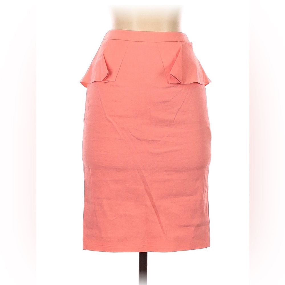 Elie Tahari Linen Coral Peplum Pencil Skirt 0